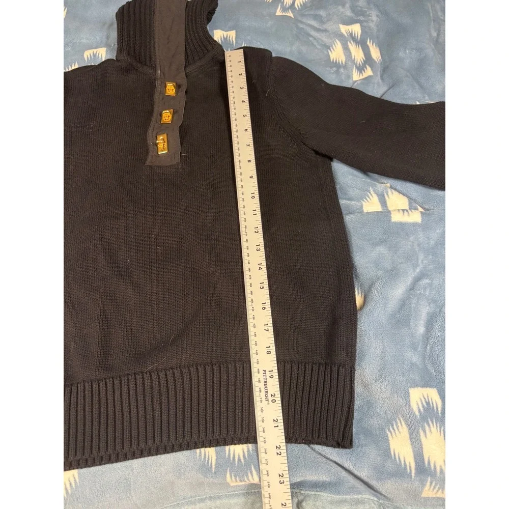 Lauren Ralph Lauren Mens Black Cotton Mock Neck Snap Pullover Sweater Medium